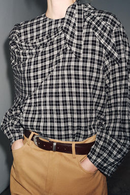 CHECK SHIRT WITH MULTIPOSITIONAL SCARF ZW COLLECTION - Zara фото 4