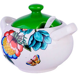 Сахарница с крышкой 375мл с ложкой 3пр Летний букет доломит LR 30795 (MAYER&BOCH)