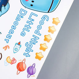 Наклейка пластик интерьерная цветная "Динозаврики в походе" 60х90 см