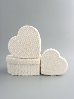 Набор подарочных коробок 3 в 1 сердца, молочный, плюшевая поверхность, L:30?27.5?12 см M:25.5?23.5?10 см S:20.7?19.5?8 см