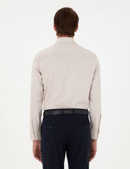 Bej Slim Fit Uzun Kollu G_mlek
