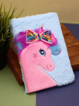 Блокнот плюшевый "Unicorn bow", blue, 21х15 см, плотность 80 гр.