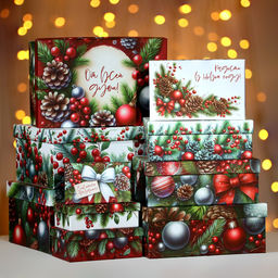 Набор подарочных новогодних коробок 10 в 1 «С новым годом», 32.5×20×12.5 - 12×7×4 см