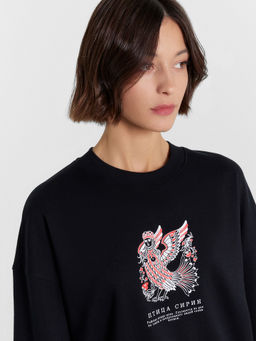 Свитшот женский в черном цвете с печатью черный +печать 122919/1 - Mark formelle фото 15