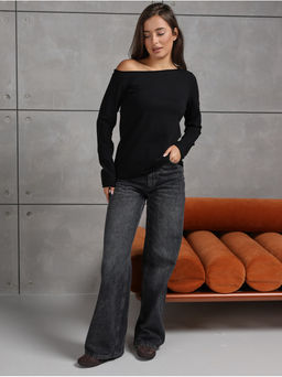 Лонгслив Плечо Черный - София фото 6