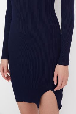 Lacivert Mini Triko Y?rtmacl? Vucuda Oturan Elbise TWOAW23EL01416