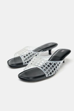 RUBBERISED-EFFECT KITTEN HEEL MULES - Zara фото 9
