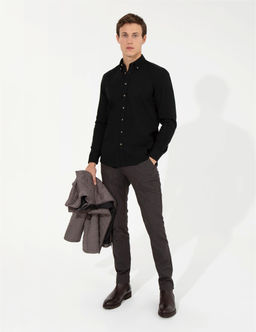 Kahverengi Slim Fit Kanvas Pantolon