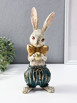 Сувенир полистоун "Зайчик с золотым яичком" 12х9,5х30 см