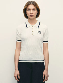 Поло с вышивкой из вязаного трикотажа / Zarina  фото 3