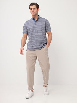 Джемпер мужской с воротником поло короткий рукав GREG G144-PD1246-LT3221(серый полоска)  фото 6