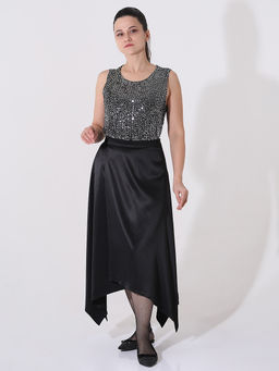 Юбка черная атласная асимметричная - Almond фото 4