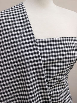 Пестрядь Черно-белая средняя клетка, ш.1.45, хлопок-100%, 140гр/м.кв - Купава фото 2