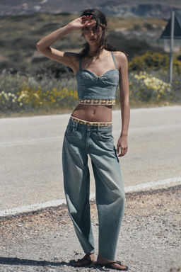 TOP Z1975 DENIM COMBINADO CROCHET / Azul medio