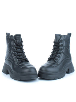 04-A117-1M BLACK Ботинки зимние женские (натуральная кожа, натуральная шерсть)