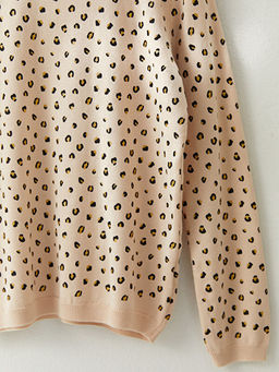 Bisiklet Yaka Bask?l? Uzun Kollu K?z ?ocuk Triko Kazak - Waikiki фото 3