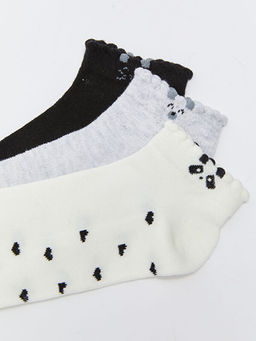 Desenli Kad?n Patik ?orap 3l?