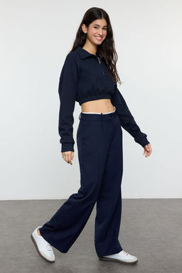 TRENDYOLMILLA Siyah Kemer Detayl? Wide Leg/Genis Paca Dokuma Pantolon TWOAW24PL00341 фото 2