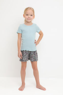 К 1596/голубой,цветочный микс пижама для дев - Crockid фото 2