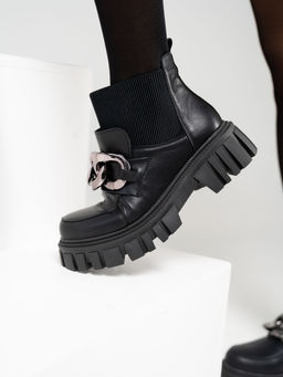 Ботинки 348.21153bl.Черный/шерсть