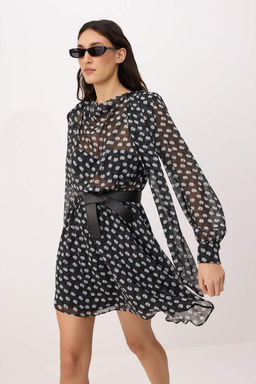 Cok Renkli Kemerli Sifon Ust Beden Astars?z Elbise TWOAW26EL00378 - Trendyolmilla фото 2