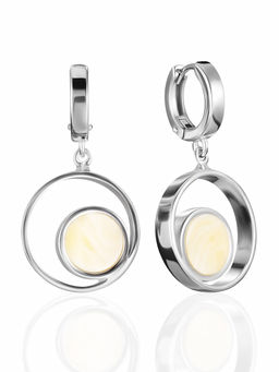 Эффектные крупные серьги Palazzo с медовым янтарём