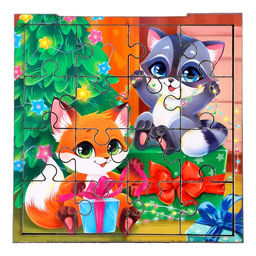 Деревянный пазл «Новый год! Весёлый праздник», 16 деталей