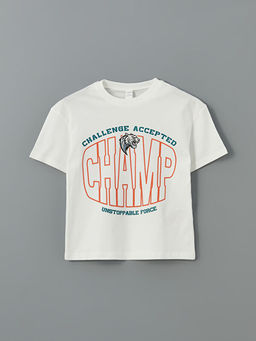 Yaz? Bask?l? Pamuklu Erkek ?ocuk Ti??rt