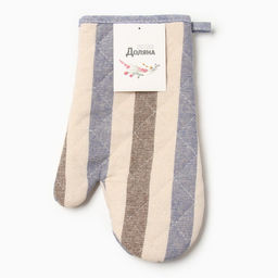 Варежка - прихватка «Доляна. Полоса», 28×17 см, серый/синий