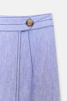 FALDA CRUZADA PESPUNTES CON LINO / Azul claro - Zara фото 4
