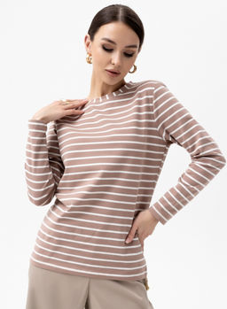 Лонгслив тельняшка хлопок 95%, лайкра 5%,бежевый