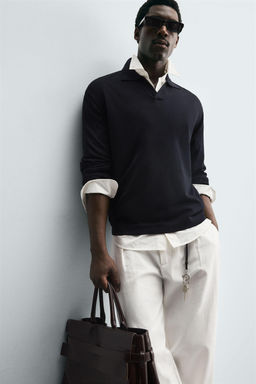 TEXTURED KNITTED POLO SHIRT - Zara фото 5