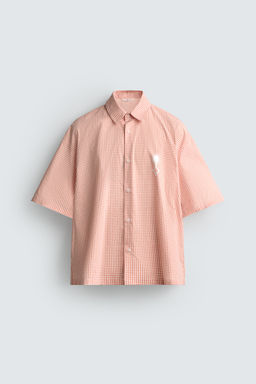 CAMISA BOXY FIT TEXTOS ESTAMPADOS / blanco-naranja - Zara фото 8