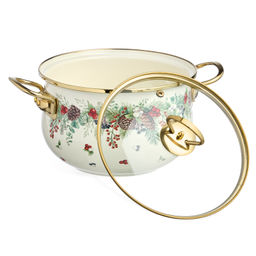 КАСТРЮЛЯ ЭМАЛИРОВАННАЯ AGNESS СО СТЕКЛЯННОЙ КРЫШКОЙ СЕРИЯ CELEBRATION, 3.6 Л, 22*13 СМ фото 2