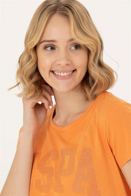 Женская оранжевая базовая футболка - U.s. polo assn фото 9