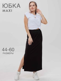 Юбка женская Ю-10 (футер с лайкрой) Чёрная - Elenatex фото 2