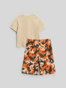 ACOOLA / Набор детский для мальчиков ((1)футболка и (2)шорты) Aswa бежевый  фото 2