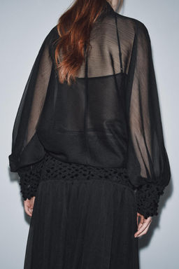 ZW COLLECTION SEMI-SHEER BLOUSE - Zara фото 3