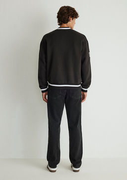 M Logo Bask?l? Siyah Kolej Ceketi - Mavi фото 4