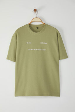 TRENDYOL MAN Siyah Oversize/Genis Kesim Nak?sl? Dokulu T-Shirt TMNSS25TS00129 - Trendyolmilla фото 6