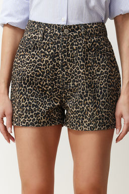 TRENDYOLMILLA Cok Renkli Leopar Desenli Kahverengi Sort TWOSS24SR00134