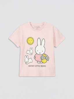 Bisiklet Yaka Miffy Bask?l? K?z ?ocuk Ti??rt