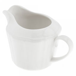 "Совершенство" Сливочник (молочник) фарфоровый 250мл, 13,7х8,4см h8,2см, белый, рельефный декор (Китай)