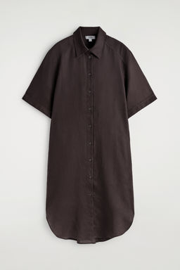 VESTIDO CAMISERO DE LINO DE MANGA CORTA