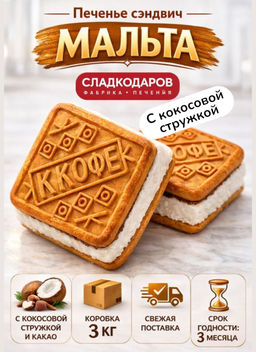 Печенье Мальта с кокосом ТВ 3кг