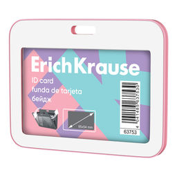 АКЦИЯ Цена за 5 шт. Бейдж горизонтальный ErichKrause Pastel, книжка, размер вставки 85х54 мм, розовый (в пакете)