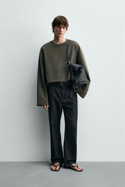 SUDADERA CROPPED FIT INTERLOCK / Verdoso