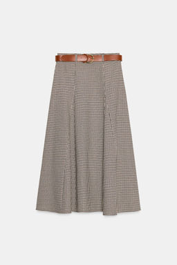 HOUNDSTOOTH CAPE BELT MIDI SKIRT - Zara фото 6