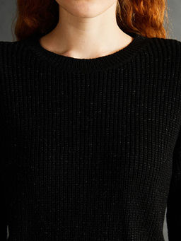 Bisiklet Yaka Parlak G?r?n?ml? Kad?n Triko Kazak