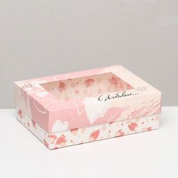 Цена за 5 шт. Коробка складная, с окном С любовью 21 х 15 х 7 см - UPAK LAND фото 2